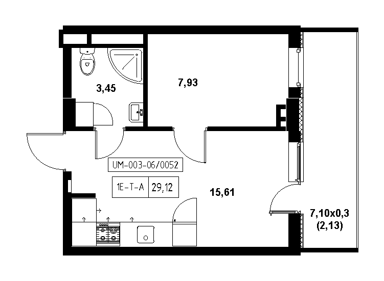 Planning 1-rm flats area 29.12m2, 21c65f06-1f56-11eb-ba9c-00155d42e31d.