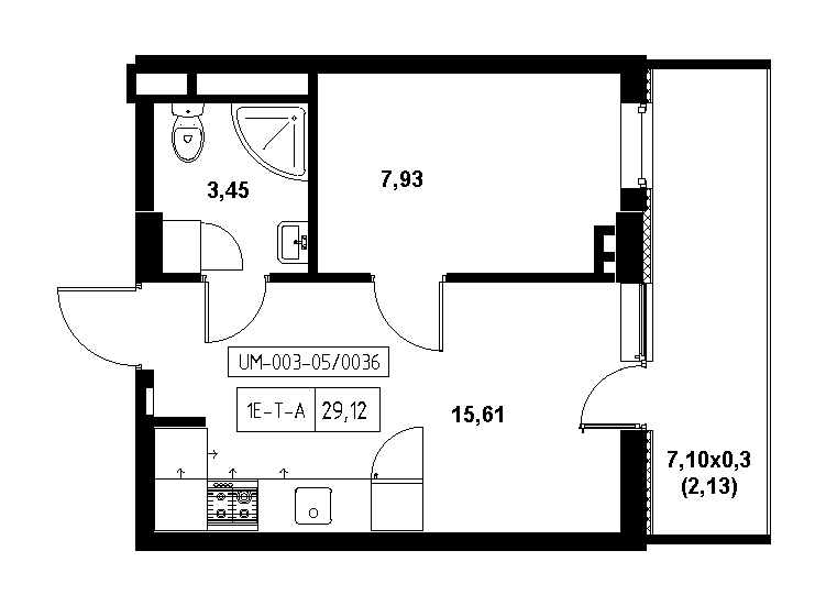 Planning 1-rm flats area 29.12m2, 21c65ef6-1f56-11eb-ba9c-00155d42e31d.