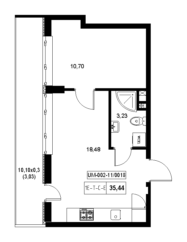 Планування 1-к квартира площею 35.44м2, f9fb93c8-ef8c-11ef-bacf-00155d42e31d.