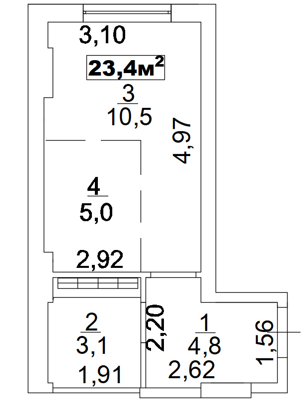 Планировка Smart-квартира площей 23.4м2, AB-02-11/0004б.