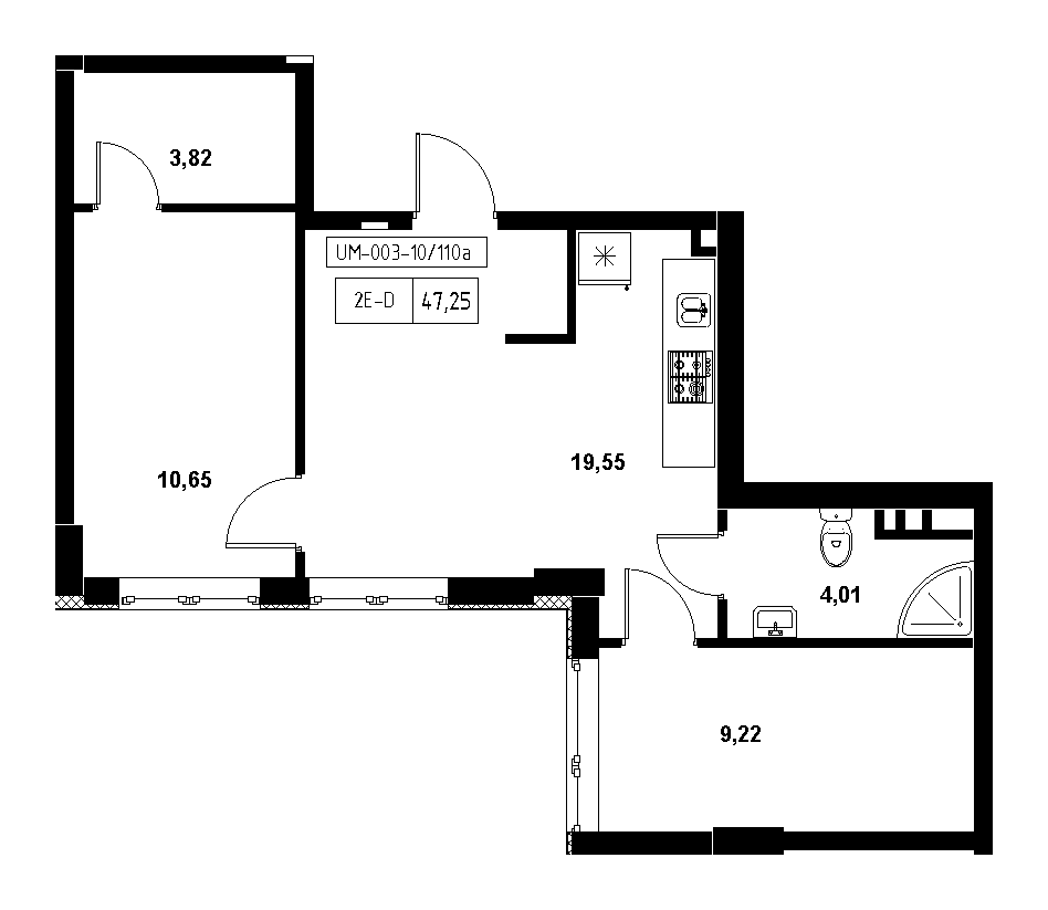 Планування 2-к квартира площею 47.25м2, 833ac7c3-42b6-11f0-bad1-00155d42e31d.