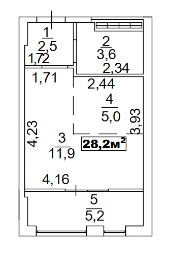 Планування Smart-квартира площею 28.2м2, AB-02-09/00001.
