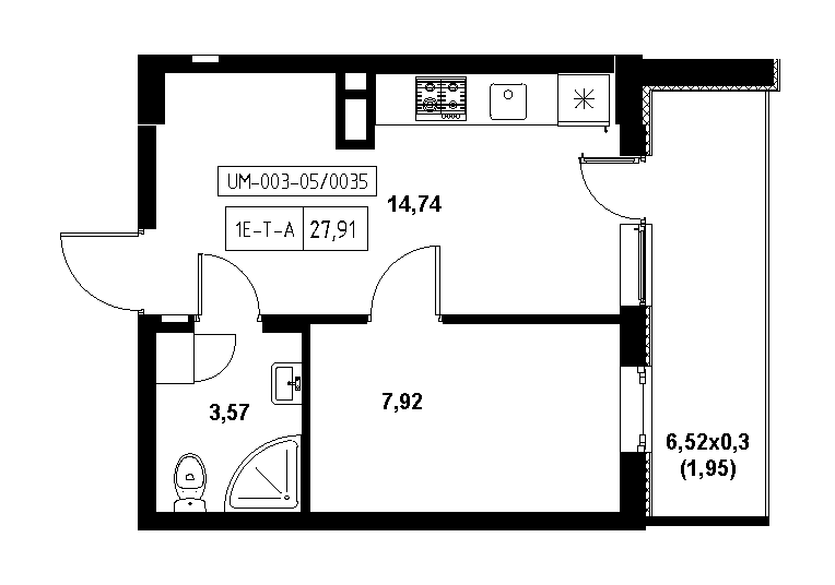Планування 1-к квартира площею 27.91м2, 21c65ef5-1f56-11eb-ba9c-00155d42e31d.