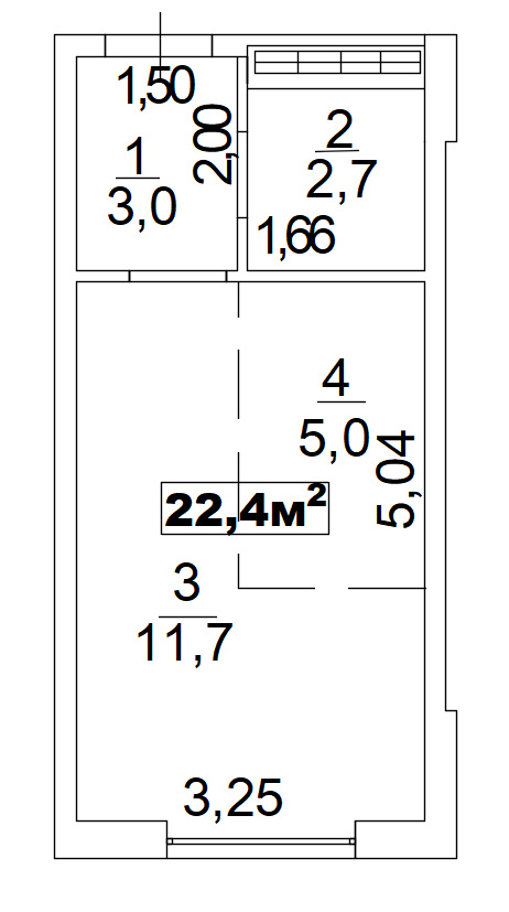 Планування Smart-квартира площею 22.4м2, AB-02-06/00003.