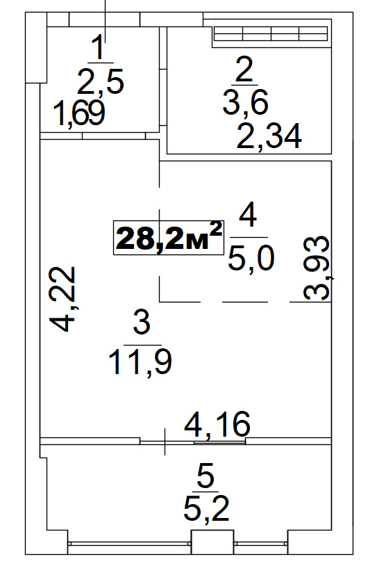 Planning Smart flats area 28.2m2, AB-02-11/00001.