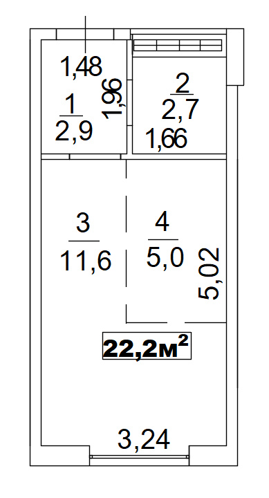 Планування Smart-квартира площею 22.2м2, AB-02-10/00003.