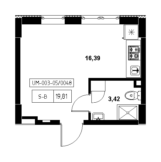 Planning Smart flats area 19.81m2, 21c65f02-1f56-11eb-ba9c-00155d42e31d.