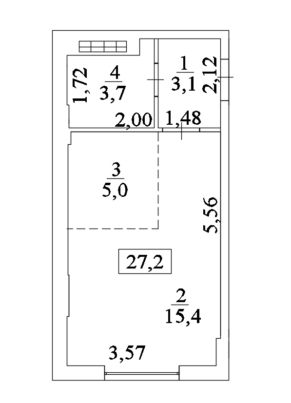 Планування Smart-квартира площею 27.2м2, AB-10-09/0075а.