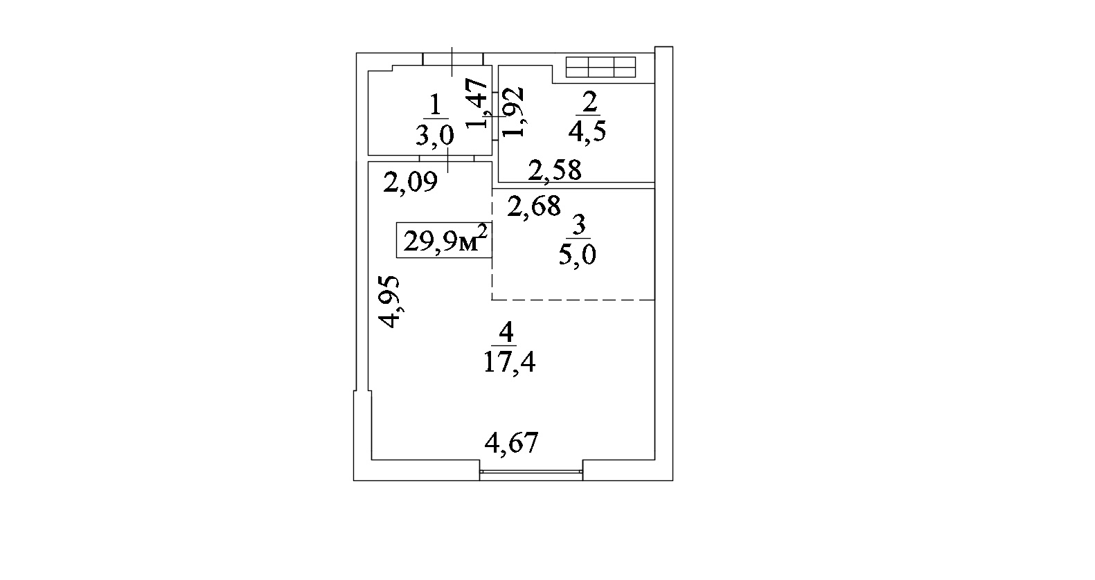 Planning Smart flats area 29.9m2, AB-10-08/0064а.