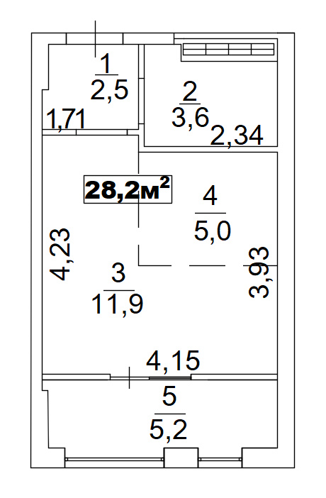 Planning Smart flats area 28.2m2, AB-02-05/00001.