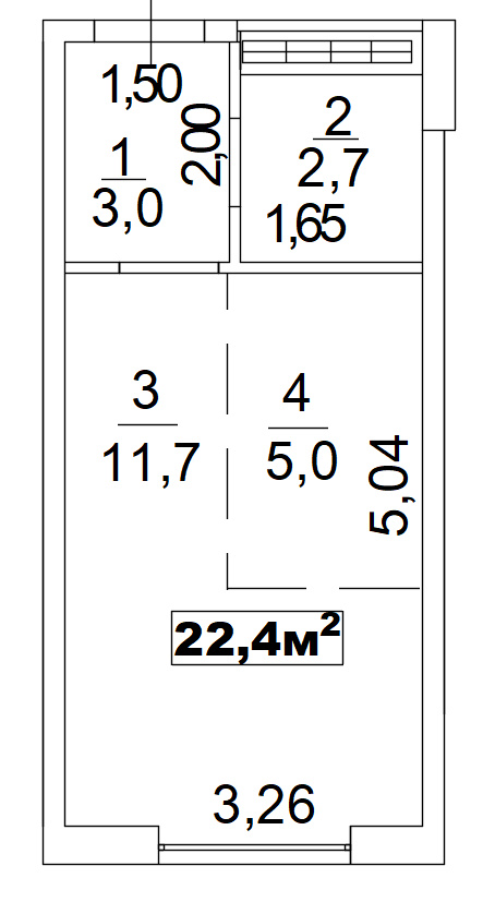 Planning Smart flats area 22.4m2, AB-02-11/00003.