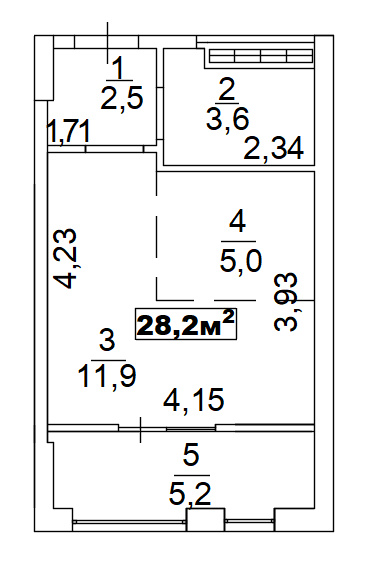 Планування Smart-квартира площею 28.2м2, AB-02-04/00001.
