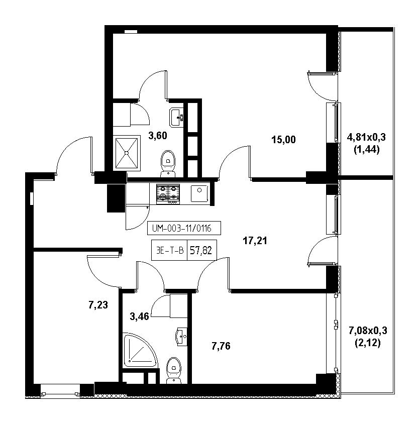 Planning 3-rm flats area 57.82m2, 21c65f46-1f56-11eb-ba9c-00155d42e31d.