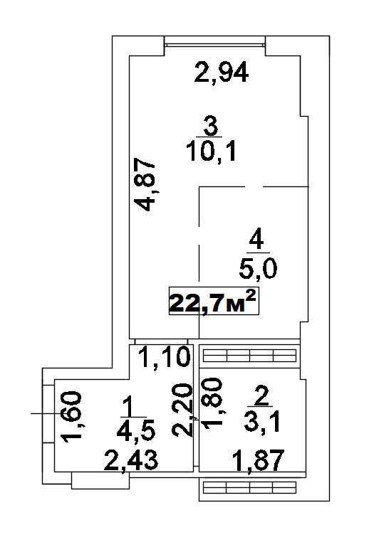 Планування Smart-квартира площею 22.7м2, AB-02-10/00010.