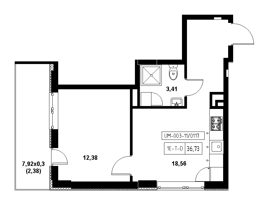 Planning 1-rm flats area 36.73m2, 21c65f47-1f56-11eb-ba9c-00155d42e31d.