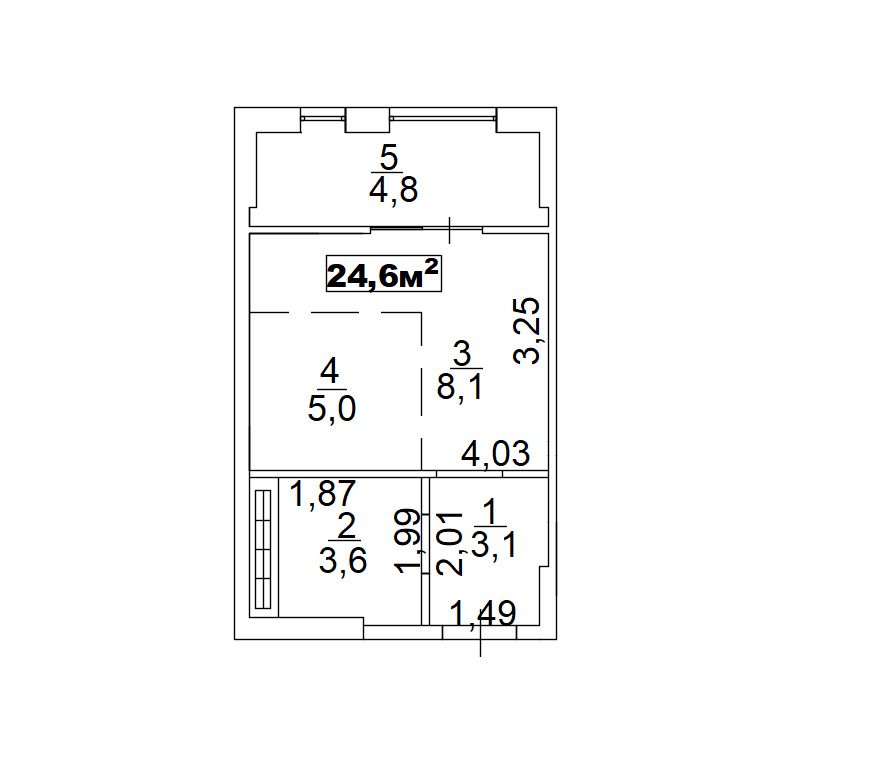 Планування Smart-квартира площею 24.6м2, AB-02-10/00008.