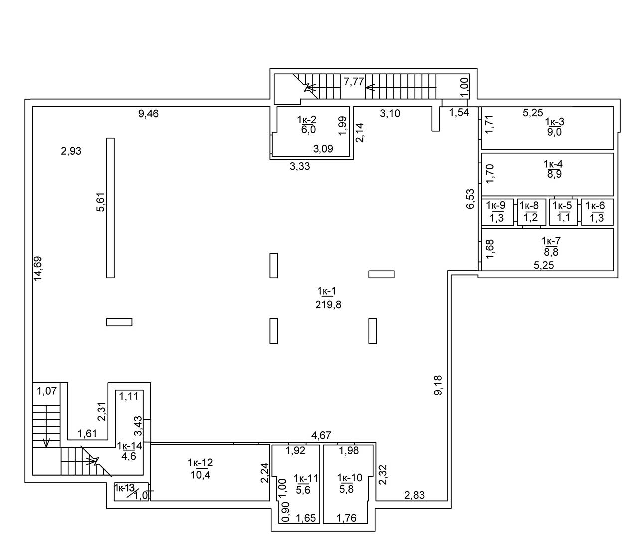 Planning Commercial premises area 284.8m2, AB-02-м1/Т0001.