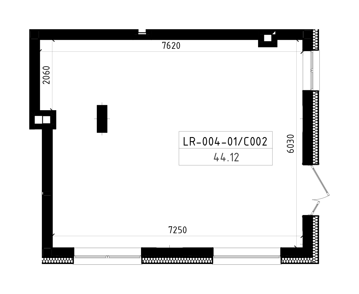 Планировка Коммерческие площей 44.12м2, LR-004-01/C002.