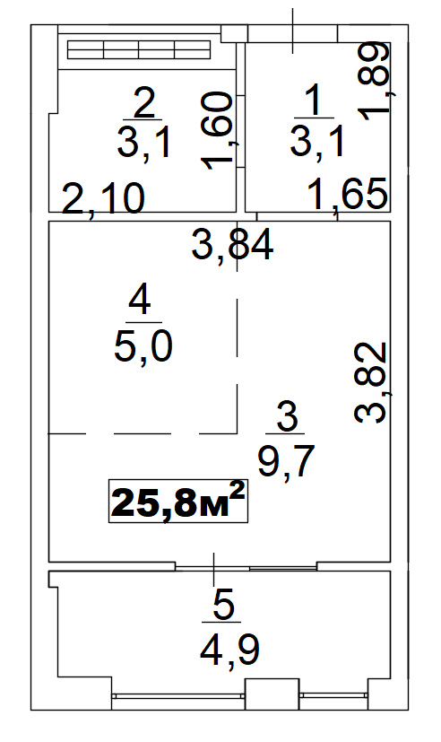 Планування Smart-квартира площею 25.8м2, AB-02-11/00012.