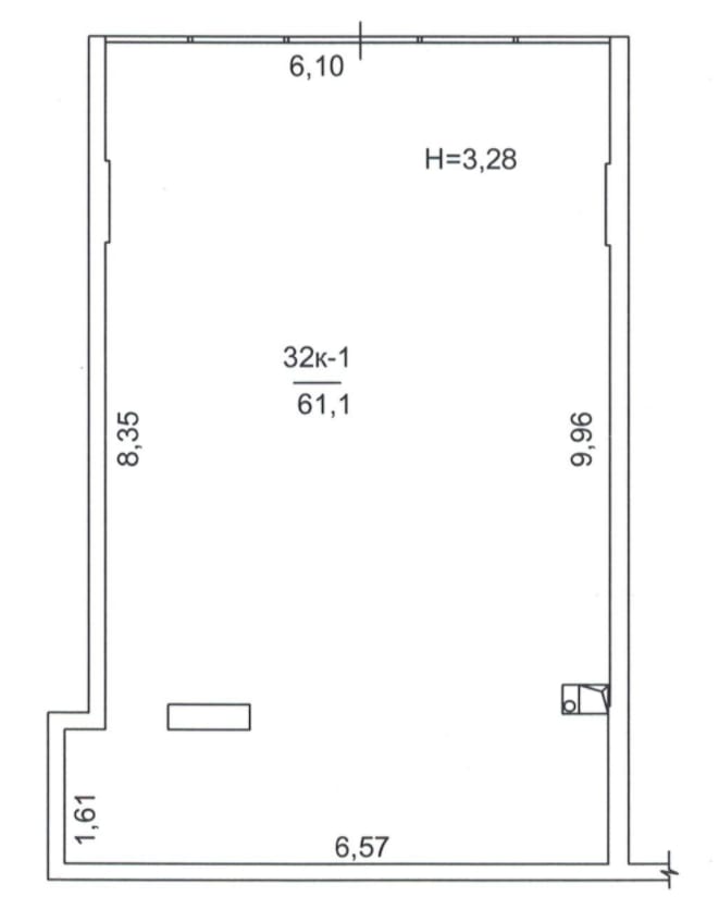 Planning Commercial premises area 61.1m2, AB-03-01/Т0003.