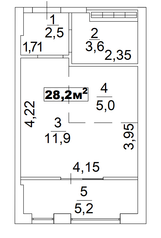 Планування Smart-квартира площею 28.2м2, AB-02-06/00001.