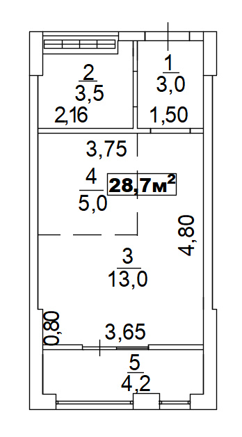 Планування Smart-квартира площею 28.7м2, AB-02-11/00002.