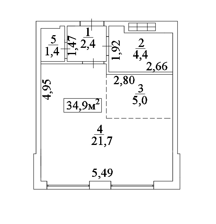 Планування Smart-квартира площею 34.1м2, AB-10-10/00083.