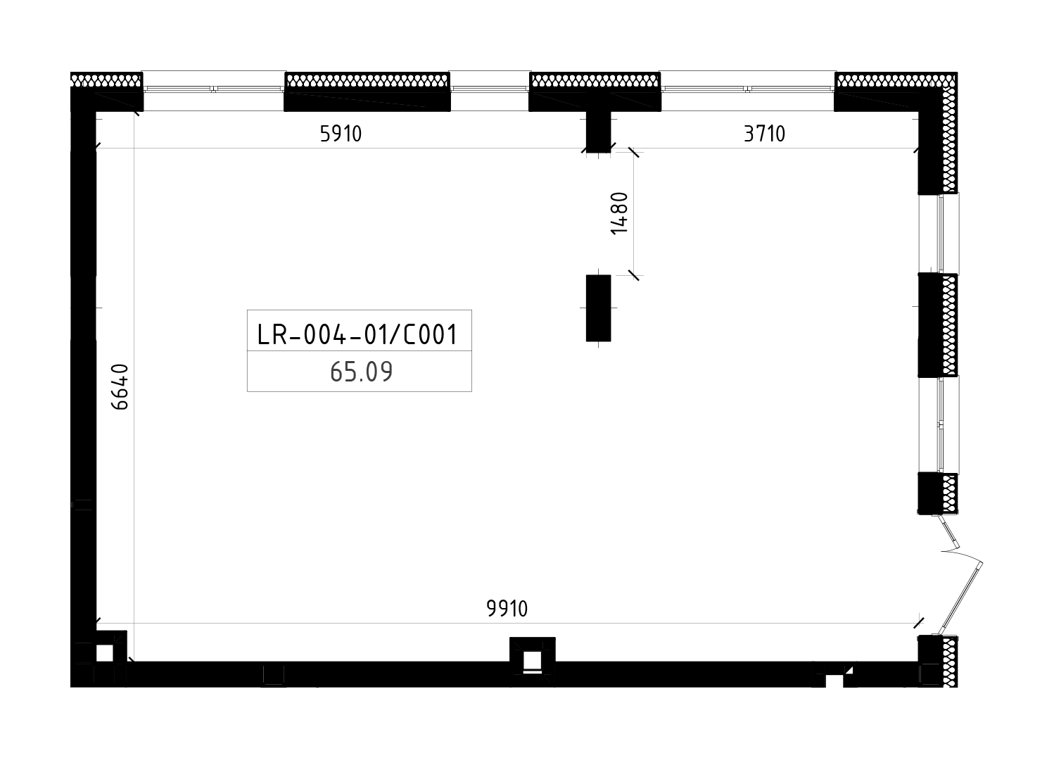 Планування Комерційні площею 65.09м2, LR-004-01/C001.