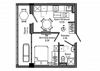 Планування 1-к квартира площею 33.89м2, UM-006-00/0010.