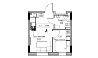 Планування 1-к квартира площею 26.66м2, KS-025-03/0012.