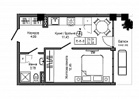 Планування 1-к квартира площею 34.58м2, UM-006-00/0021.