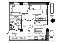 Планування 2-к квартира площею 46.66м2, UM-006-05/0019.