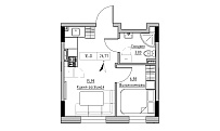 Планування 1-к квартира площею 26.77м2, KS-025-02/0012.