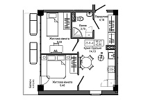 Планировка 2-к квартира площей 43.9м2, UM-006-09/0007.