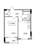 Planning 1-rm flats area 41.65m2, AB-05-09/00009.