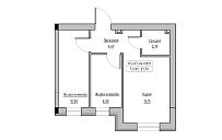 Планировка 2-к квартира площей 37.7м2, KS-007-04/0011.