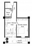 Планировка 1-к квартира площей 42.97м2, UM-006-05/0005.