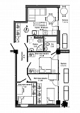 Планування 3-к квартира площею 65.33м2, UM-006-08/0004.