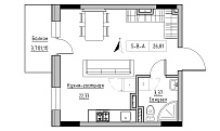 Планування 1-к квартира площею 26.4м2, KS-025-03/0005.