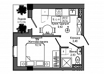 Planning 1-rm flats area 26.54m2, UM-006-03/0012.