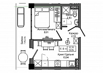 Планування 1-к квартира площею 26.84м2, UM-006-05/0011.