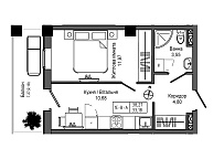 Планировка 1-к квартира площей 33.18м2, UM-006-02/0016.