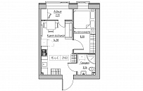 Планування 1-к квартира площею 29.02м2, KS-018-01/0007.
