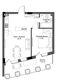 Планування 1-к квартира площею 46.89м2, UM-001-04/0008.