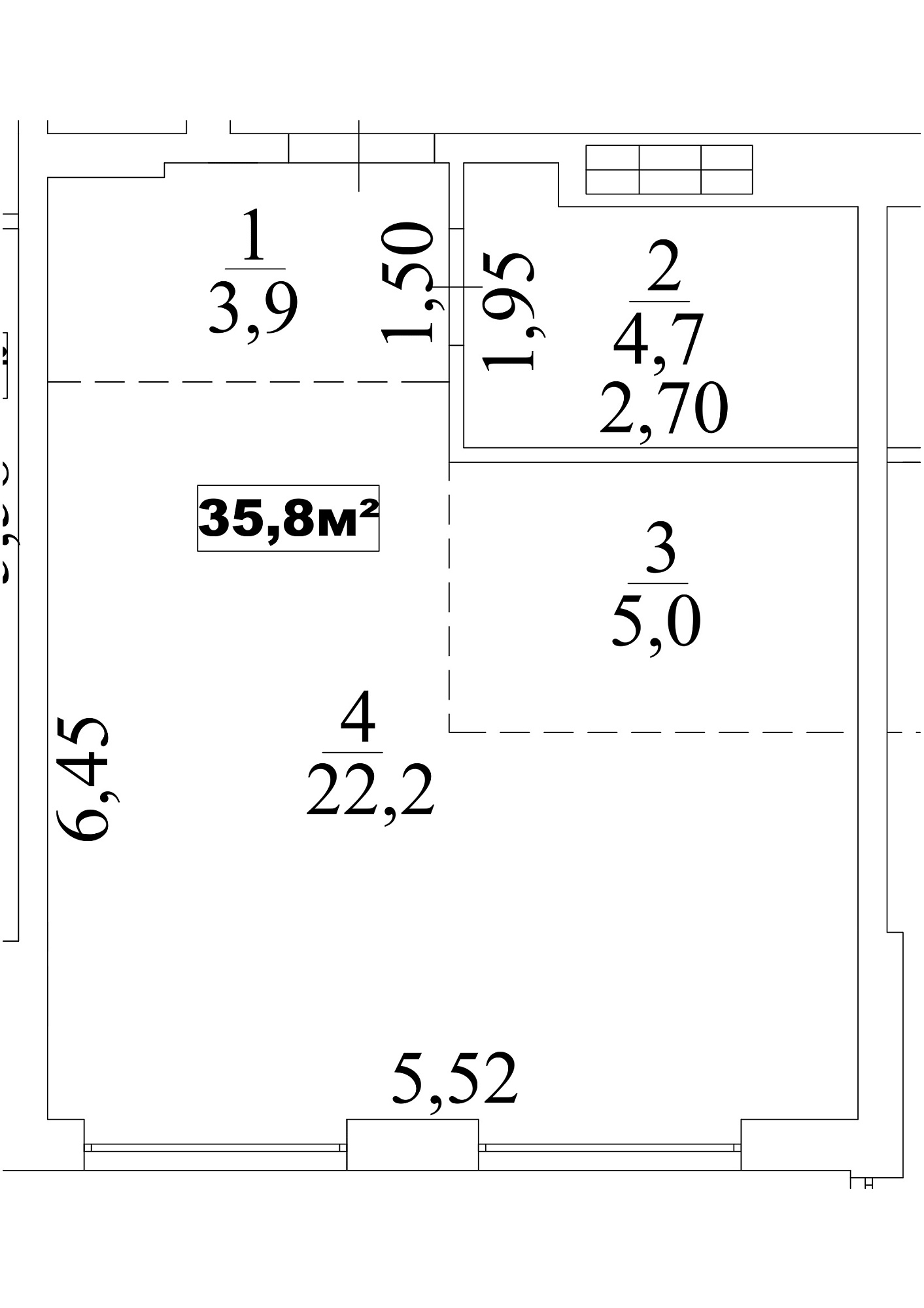 Planning Smart flats area 35.8m2, AB-10-04/00029.