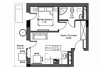 Планування 1-к квартира площею 34.93м2, UM-001-04/0020.
