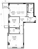 Planning 2-rm flats area 83.57m2, LR-003-03/0011.
