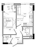 Планування 1-к квартира площею 36.68м2, AB-21-04/00016.