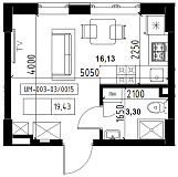 Планировка Smart-квартира площей 19.43м2, UM-003-03/0015.