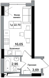 Планування Smart-квартира площею 22.7м2, AB-16-10/00005.